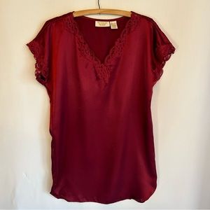 Victoria Secret ~ Vintage Satin and Lace Burgundy Red  Nightie or Dress